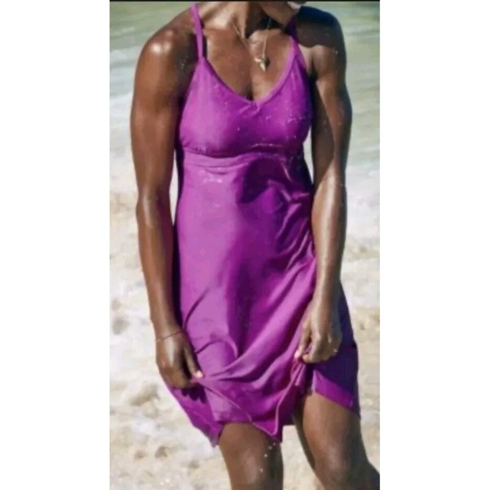 Athleta Beach Womens Size Medium Swim Dress Purple Modest Built-in Bra Modest - Picture 13 of 13